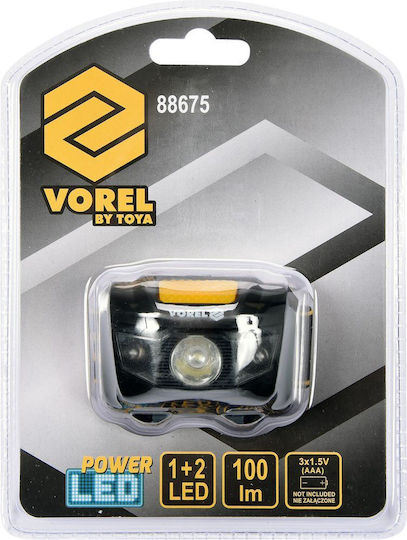 Vorel Rechargeable Headlamp LED IP20 with Maximum Brightness 100lm Red