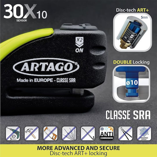 Artago Blocare disc motocicletă cu alarmă