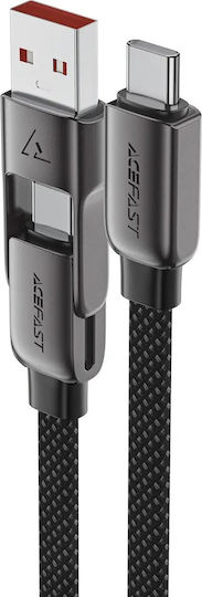 Acefast USB 2.0 Cable USB-C male - USB-A / USB-C 60W Μαύρο 0.2m C13-05