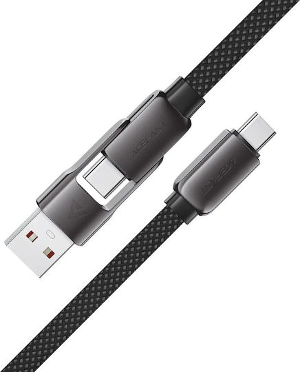 Acefast USB 2.0 Cable USB-C male - USB-A / USB-C 60W Μαύρο 0.2m C13-05