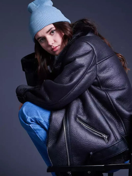 Beanie Γυναικείος Σκούφος Πλεκτός σε Μπλε χρώμα