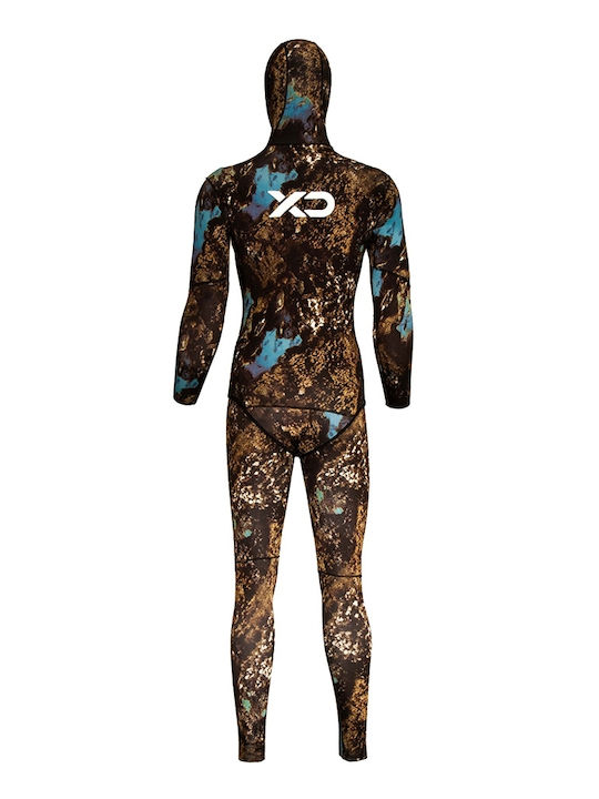XDive Bajo Divisible Wetsuit Shaved with Chest Pad for Speargun Brown Camouflage 3mm