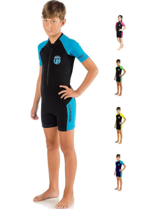 CressiSub Little Shark Kids Wetsuit Playsuit with Zip Light Blue 2mm