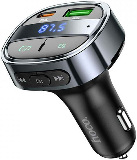 Hoco FM Transmitter Αυτοκινήτου E70 με Bluetooth / USB Metal Grey