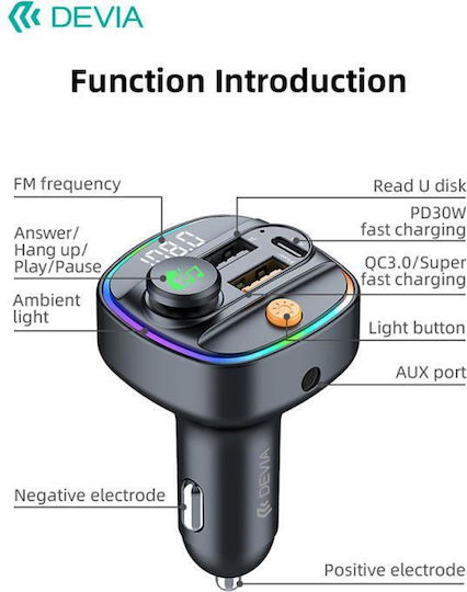 Devia FM Transmitter Αυτοκινήτου N66393 με Bluetooth / USB
