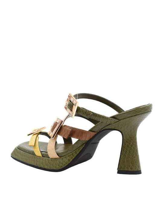 Leder Sandalen Khaki