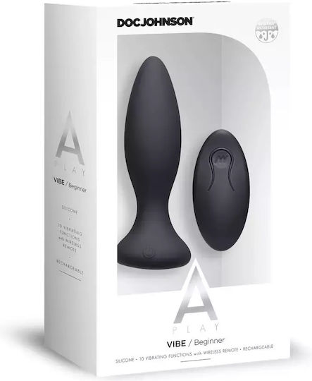 Doc Johnson Butt Plug Vibe Beginner Dop Anal cu Funcție Wireless și Vibrație Black 25.15cm