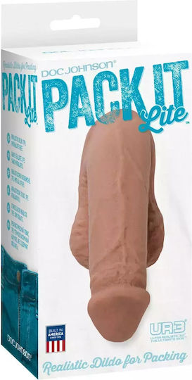 Doc Johnson Pack It Lite Dildo realist cu Scrotum Caramel 12cm