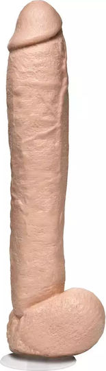 Doc Johnson The Naturals Dildo realist cu Testicule și Ventuză Vanilie 30cm