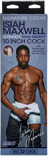 Doc Johnson Signature Cocks Isiah Maxwell Ultraskyn with Removable Vac-U-Lock Realistic Dildo with Balls and Suction Cup Chocolate 25cm