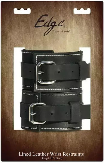 Sportsheets Leather Wrist Restraints Χειροπέδες σε Μαύρο Χρώμα