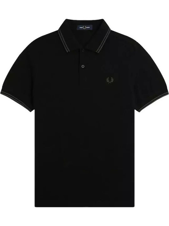 Polo Kurzarmbluse Black, Court Green