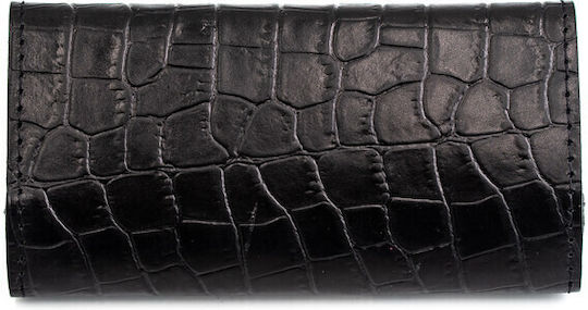 Lederne Tabaktasche mit magnetischem Verschluss Black Crocodile