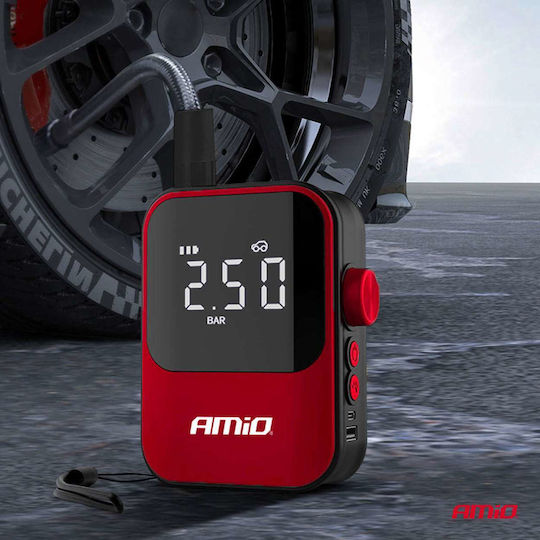 AMiO Τρόμπα Αυτοκινήτου 150PSI Επαναφορτιζόμενη με Μπαταρία 12V