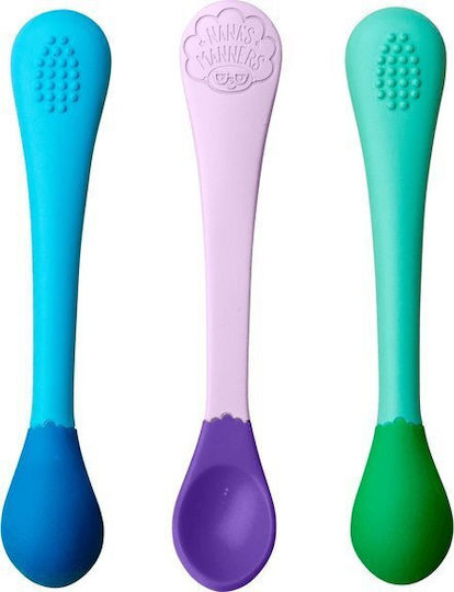 Nana's Manners Set pentru bebeluși cu Linguri cu Indicator de Temperatură din Silicon pentru 6+ luni Multicolore 3buc