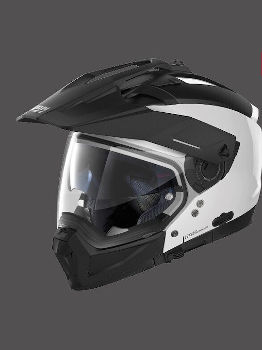 Nolan N70-2 X 15 Pure White Motorcycle Helmet On-Off ECE 22.05 with Sun Visor