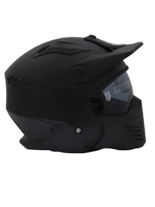 STR Eagle Black Matt Motorradhelm Modular ECE 22.06 mit Sonnenblende