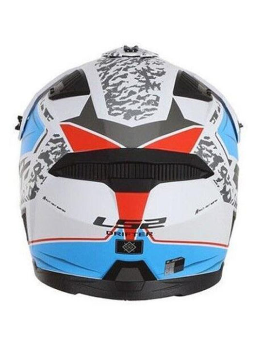 LS2 OF606 Drifter Devor Matt White/Blue Motorcycle Helmet Modular ECE 22.06 1300gr
