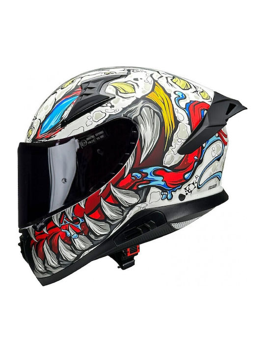 Pilot Snake sv Reptile-X White Gloss Motorcycle Helmet Full Face ECE 22.06 1550gr with Sunvisor