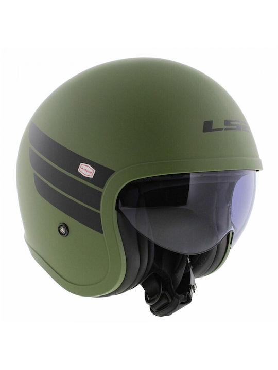 LS2 Spitfire II Retro Matt Military Green Κράνος Μηχανής Jet ECE 22.06 1000gr με Sunvisor