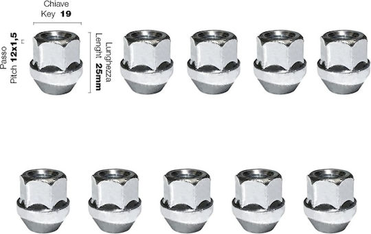 Simoni Racing Παξιμάδια Κωνικά 12x1.50/25mm/19 10τμx 10τμχ