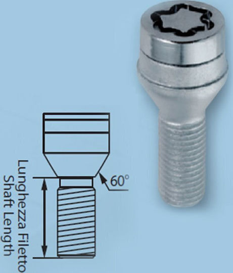 Lampa Болтове за сигурност Конична неръждаема стомана M14x1.5mm за Ключ No 17 4бр
