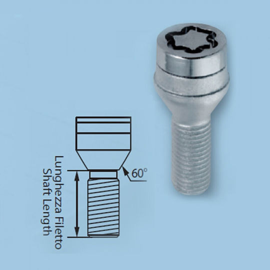 Lampa Болтове за сигурност Конична неръждаема стомана M14x1.5mm за Ключ No 17 4бр
