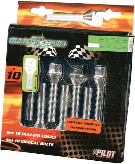 Lampa Μπουλόνια Απλά Κωνικά M12x1.25mm για Κλειδί No 17 10τμχ
