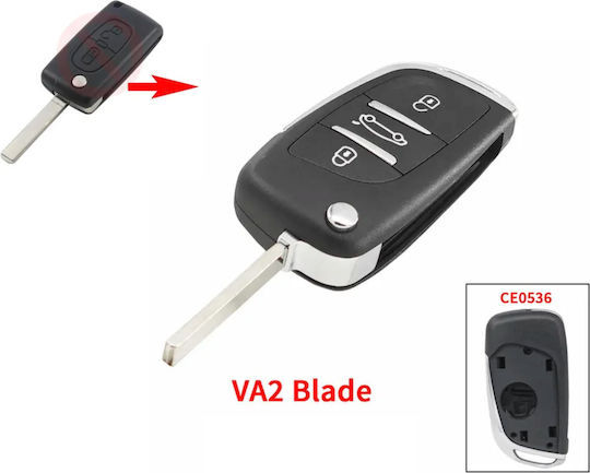 Foldable Car Key Shell with Blade with 3 Buttons for Citroen