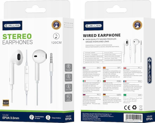Jellico In-ear Handsfree Headphones with Connector 3.5mm White