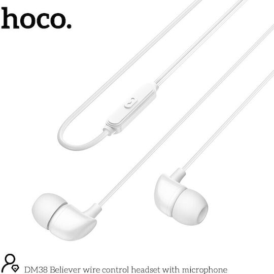 Hoco DM38 În ureche Handsfree cu două căști cu mufă 3.5mm Alb