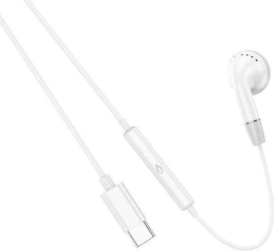 Hoco DM53 In-ear Handsfree Ακουστικά με Βύσμα USB-C Λευκό