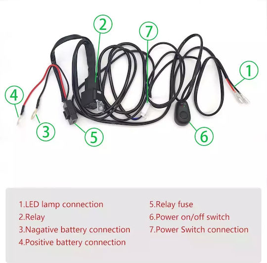 Καλωδίωση Κουμπί Ρελέ 24v 1 Προβολέα Led Μπάρα Led Έως 288w