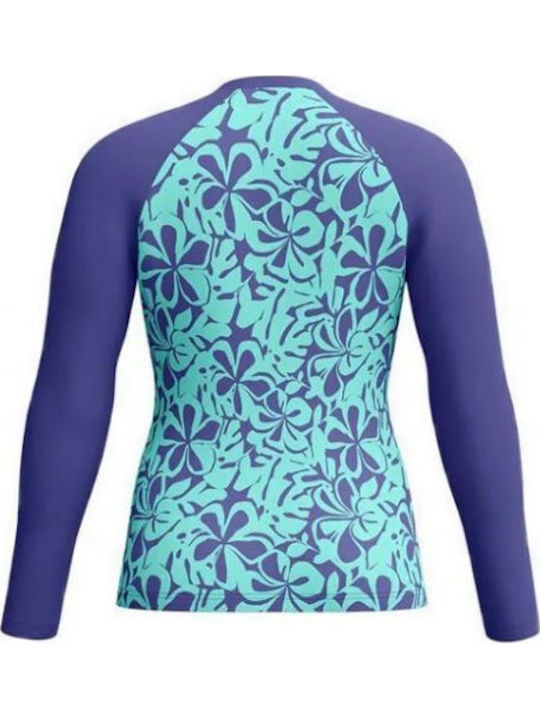 Speedo Printed UPF 40+ Γυναικεία Μακρυμάνικη Αντηλιακή Μπλούζα Μπλε