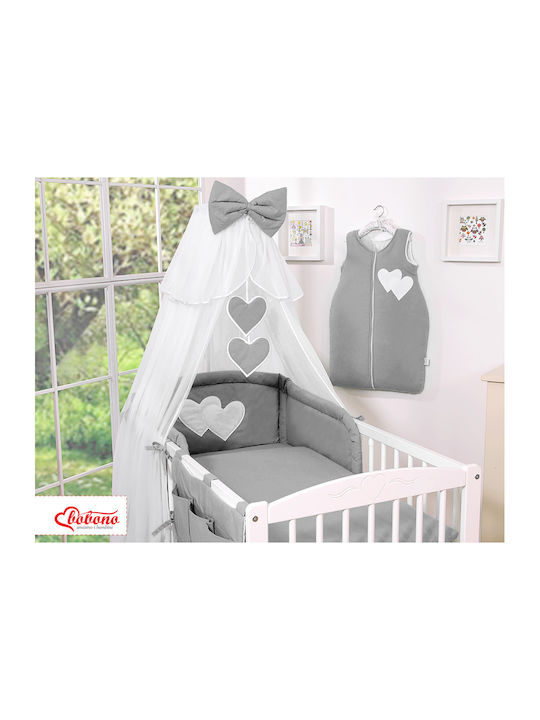 Bobono Κουνουπιέρα Κούνιας από Τούλι Γκρι Hanging Hearts Anthracite