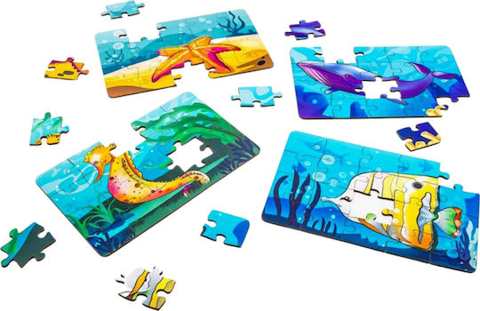 Puzzleok Ξύλινα Παζλ 4 1 Θαλάσσια Ζώα Νερό Παζλ Σετ