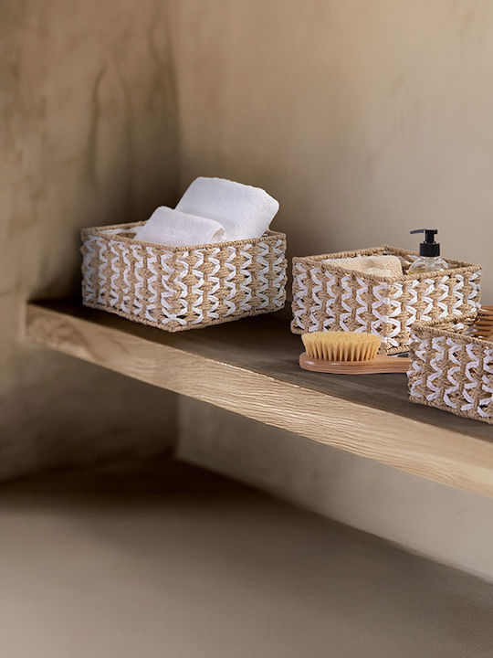 Nef-Nef Homeware Vinci Aufbewahrungskorb Korbweide Beige 23x23x12cm 1Stück