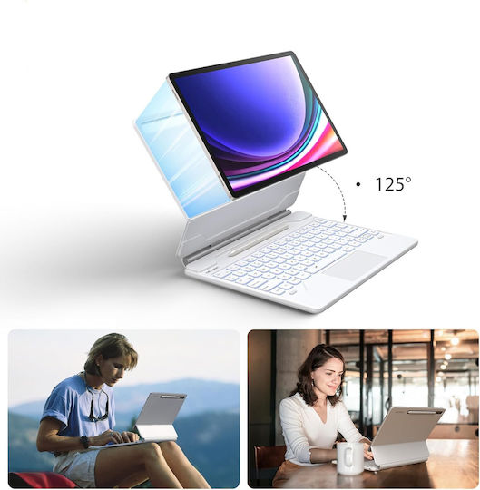 Θήκη Πληκτρολογίου Samsung Galaxy Tab S9+ S8+ S7+ S7 Fe Dexnor Magnetic Keyboard Touchpad Μπλε