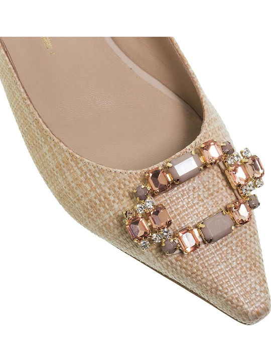 Γυναικείες Μπαλαρίνες Slingback με Λουράκι σε Μπεζ Χρώμα