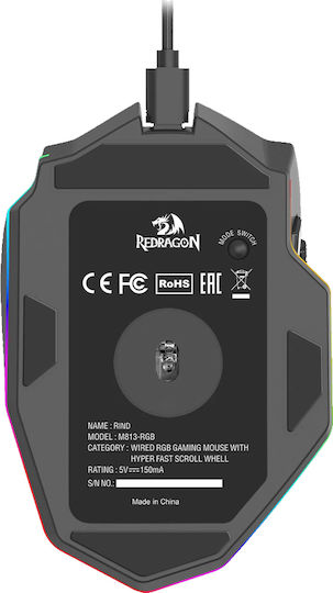 Redragon M813 RGB Геймърска Мишка 16000 DPI Черен