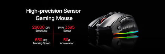 Redragon M813 RGB Геймърска Мишка 16000 DPI Черен