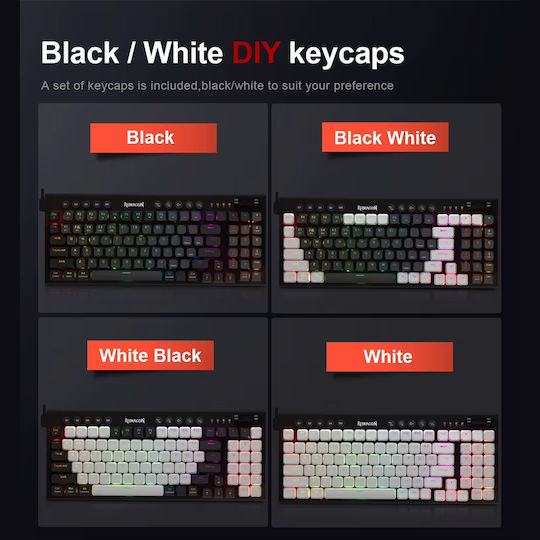 Redragon Sion K653 Gaming Μηχανικό Πληκτρολόγιο με Custom Red διακόπτες και RGB φωτισμό (Αγγλικό US)