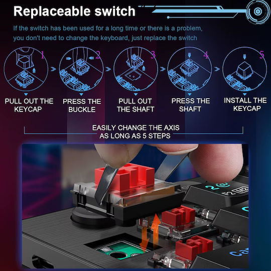 Redragon Sion K653 Gaming Μηχανικό Πληκτρολόγιο με Custom Red διακόπτες και RGB φωτισμό (Αγγλικό US)