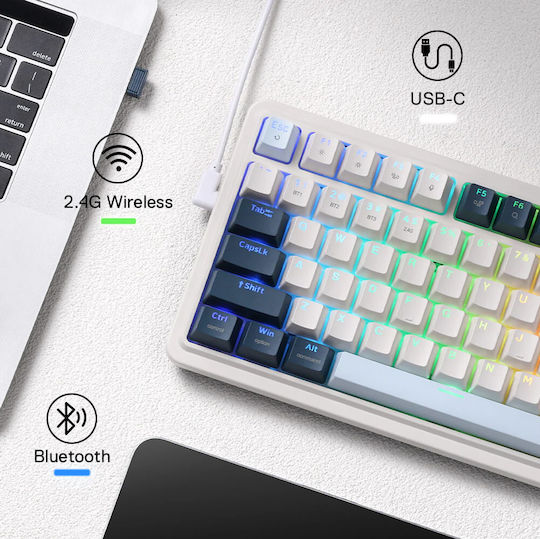 Redragon Eisa K686WB RGB Pro Ασύρματο Gaming Πληκτρολόγιο με RGB φωτισμό (Αγγλικό US) Λευκό