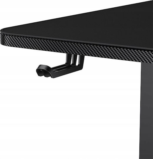 Birou de Jocuri Electric Estar 120 Din Lemn Negru cu Picioare Metalice, Înălțime Reglabilă și LED 120x60x72cm