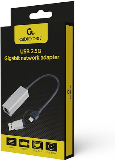 Gembird A-USB3AC-LAN2G-01 USB-C Network Adapter with Wired Ethernet Connection