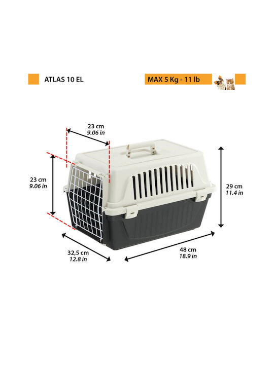 Ferplast Atlas 10 EL Κλουβί Μεταφοράς Γάτας 48εκ. Μαύρο