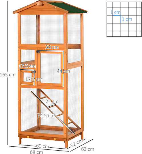 HomCom Дървена Клетка За Птици 68x63x165 См 68x63x165см
