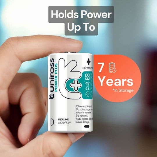 Uniross Power Plus Alkaline Batterien D 1.5V 2Stück