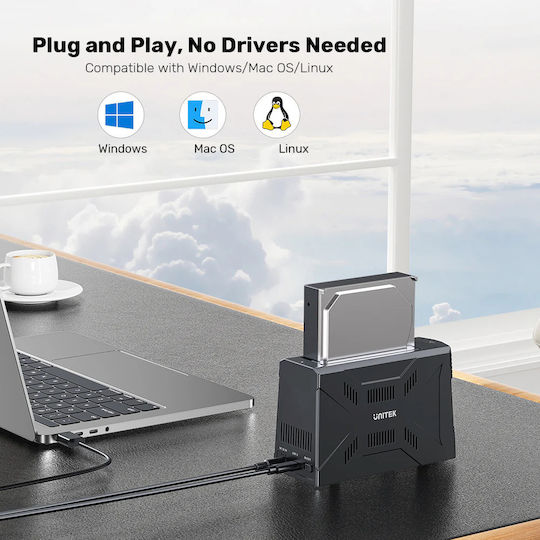 Unitek USB-C NVME PCIe SATA HDD 10Gbps RGB Docking Station S1234B